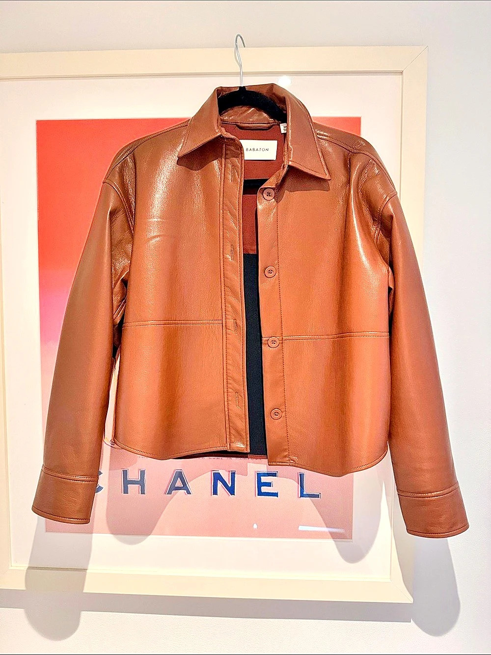 Babaton Jacket Brown Cropped Faux Leather Size 2XS